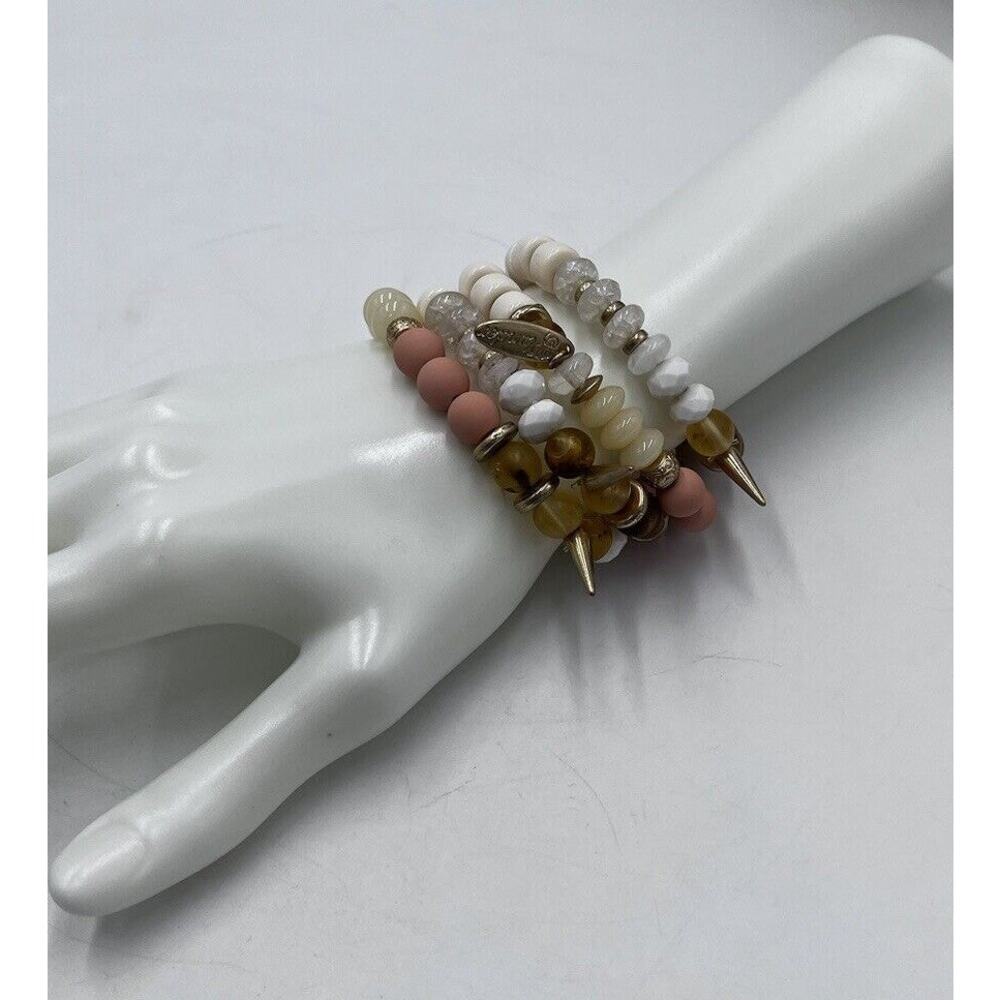 Plunder Design Kiss Me Set of Four Retired peach, cream and gold beads‎ Bracelet